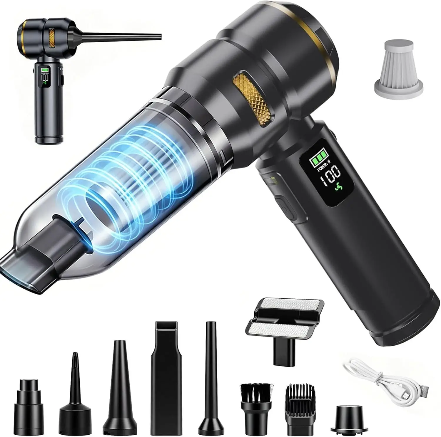 Portable Cordless 17000PA Brushless Motor Digital Display Rechargeable Handheld Vacuum Cleaner for Car Office Home Kitchen Pet Hair Travel