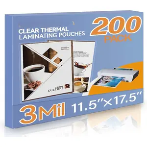 200 Pack Laminating Sheets, Hold 11 x 17 Inch Sheet, 3 Mil Clear Thermal Laminating Pouches 11.5 x 17.5 Inch Lamination Sheet Paper for Laminator, Round Corner