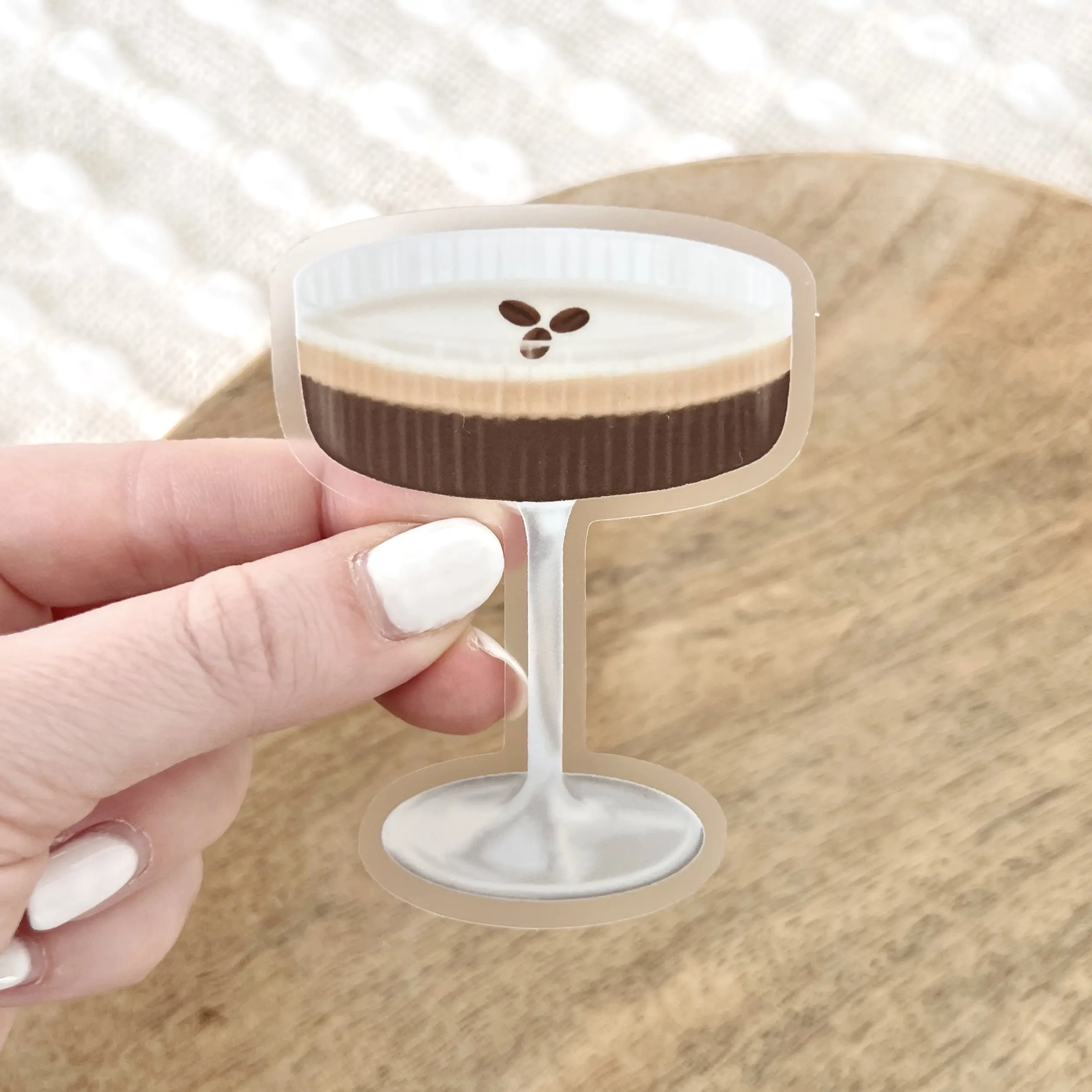 Clear Espresso Martini Waterproof Vinyl Sticker, 3.1x2.4"