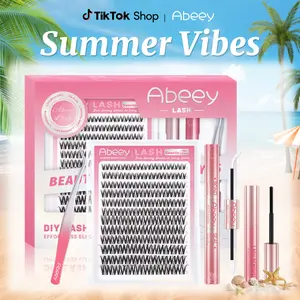 Abeey Natural Lash Clusters Kit  | Flora Luxe Wispy DIY Eyelash Extensions – Super Soft Natural Volume Look, Waterproof & Beginner-Friendly Lash Set for Everyday Makeup
