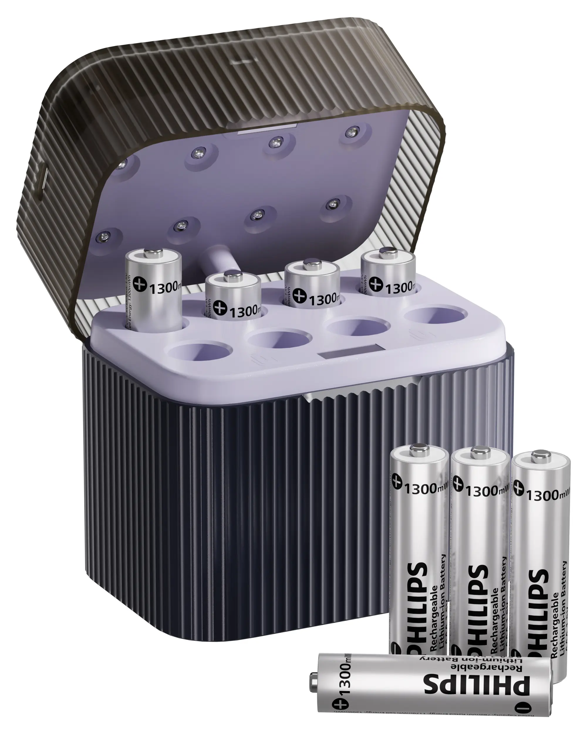 Philips Rechargeable AAA Lithium Batteries - 8 Pack, 1.5V, 1300mWh, Type-C Fast Charging Protection, Household Use for TV Remotes, Wireless Keyboards, Mouses
