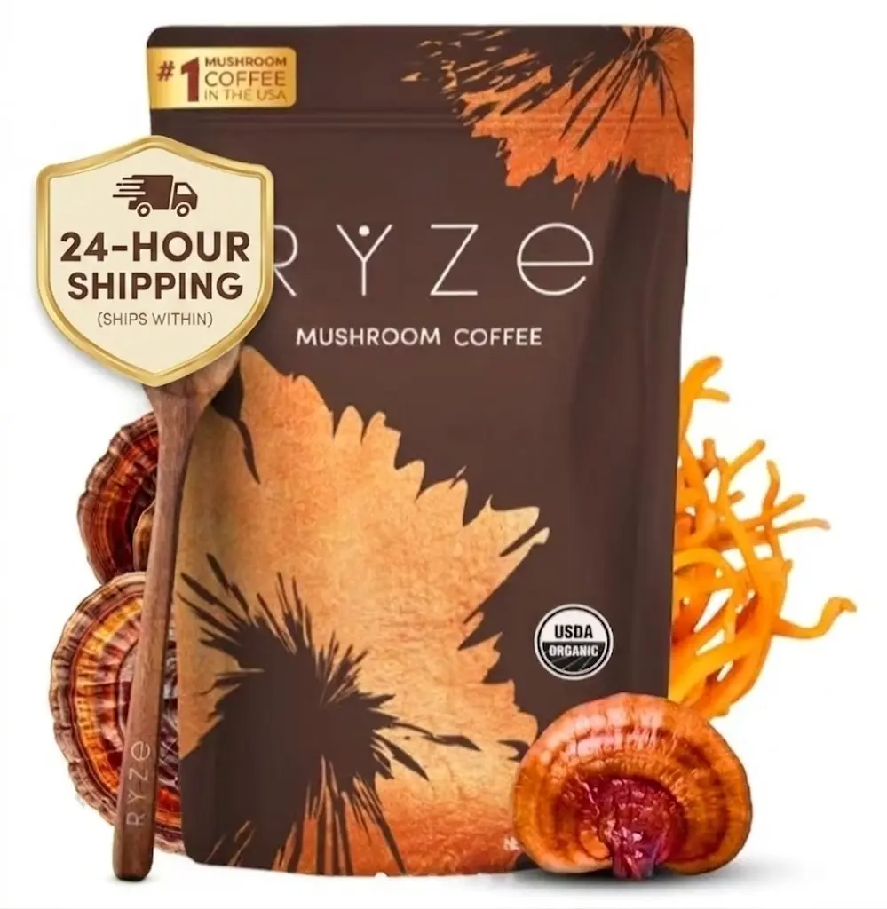 Premium Mushroom Coffee Blend | 10 Adaptogens + MCT Oil, USA Grown Instant Coffee 6.35 OZ