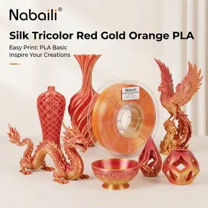 NABAILI Silk Tricolor Red Gold Orange PLA Filament - Easy Print 3D Printing Supplies for Office & Computer Equipment