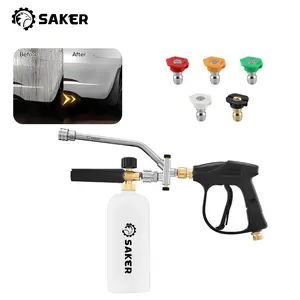 Saker Foam Gun with Dual Connector Accessories for Car Washing and Cleaning, 5 Power Nozzles, Adjustable Foam Concentration, Premium Materials, Outdoorfun