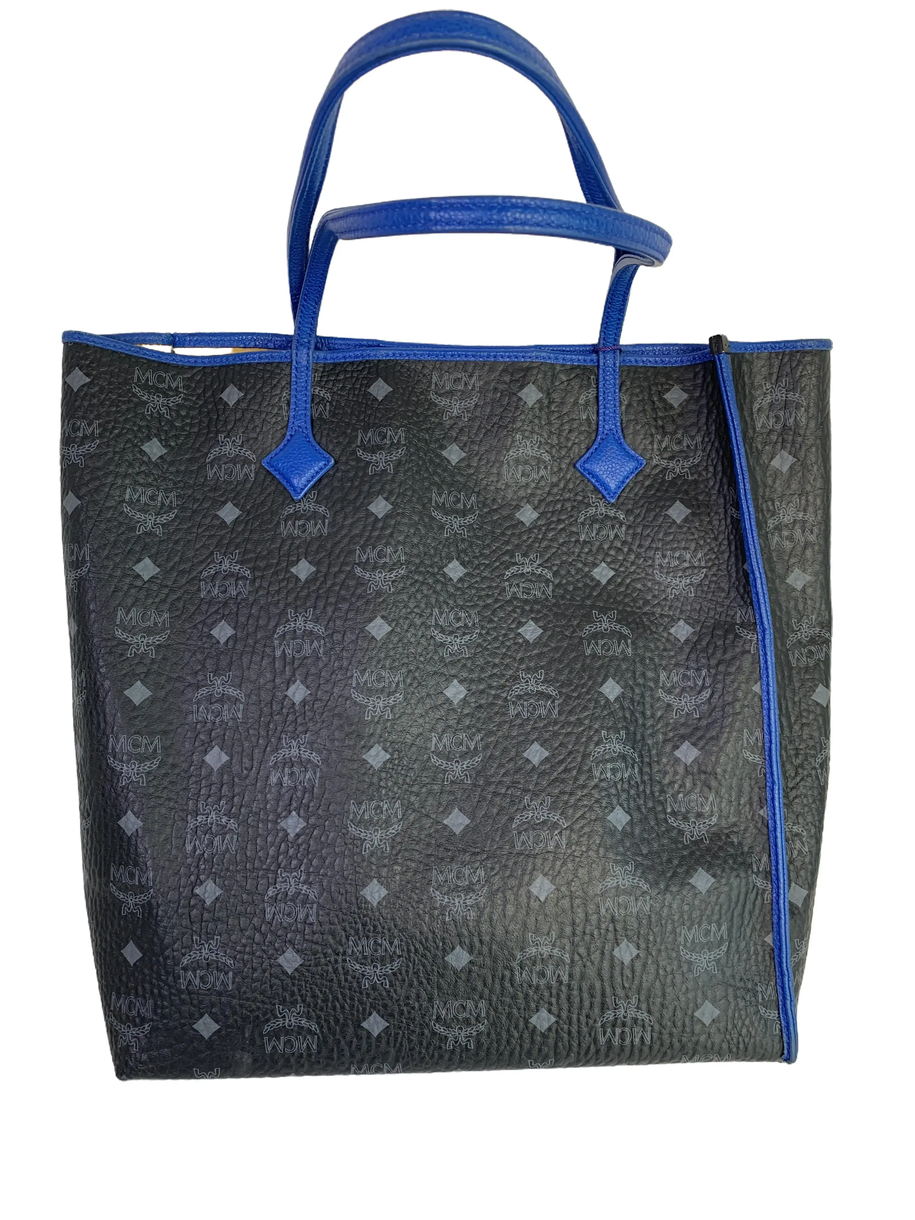 Pre-owned MCM Visetos Contrast Blue Trim Tote Bag/FYWJ10511029/1029