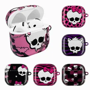 Y2K Pink Skull Airpods Pro Case, Cute Pink Skull & Ribbon Design Case Cover, Shockproof Protective Cover for Airpod Gen 1 2 3 4, Gift Idea