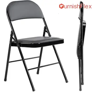 Folding Chair, Leather Padded Folding Chairs, Easy to Use and Store, Outdoor and Indoor, for Home, Office, Party, Comfy, Black