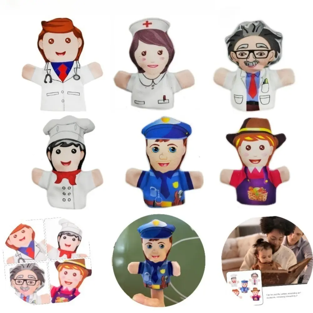 3pcs Cute Cartoon Soft Plush Professional Finger Puppet Set - Doctor Nurse Themed, Children's Role-Playing Figurines, Early Education Interactive Toys, Birthday Gifts for Kids