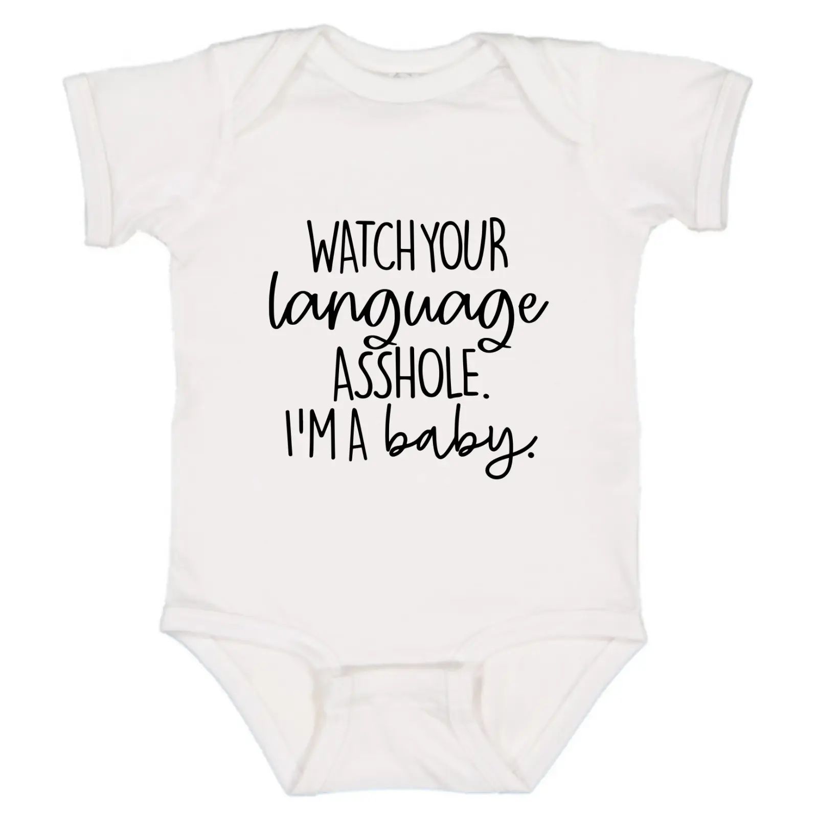 Watch Your Language Baby Onesie, Funny Newborn Cotton Baby Clothes Girl