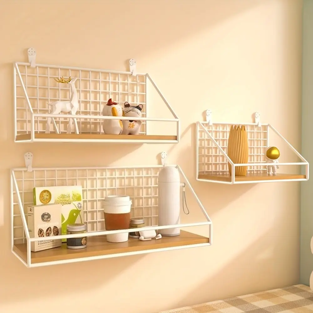 3-piece wall-mounted heavy-duty storage basket set – Rust-proof iron wall-mounted hanging storage rack, suitable for kitchens, bathrooms, bedrooms, and offices, space-saving wall-mounted storage cabinet