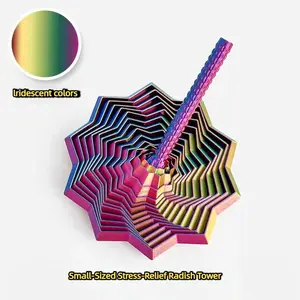 3D Printed Sensory Fidget Toy with Handle is a star shaped retractable design sensory toy visually engaging and audibly satisfying stackable finger decompression tool for stress relief