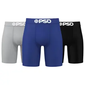 PSD Mens LA Blue Solids Boxer Brief 3 Pack - Standard Length 7 Inch Inseam, Soft and Breathable Cotton Blend Fabric Menswear Stretch