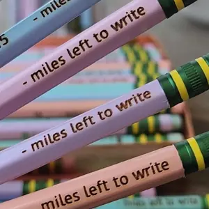 "Miles to Write" Engraved Pastel Pencils, Wood, #2