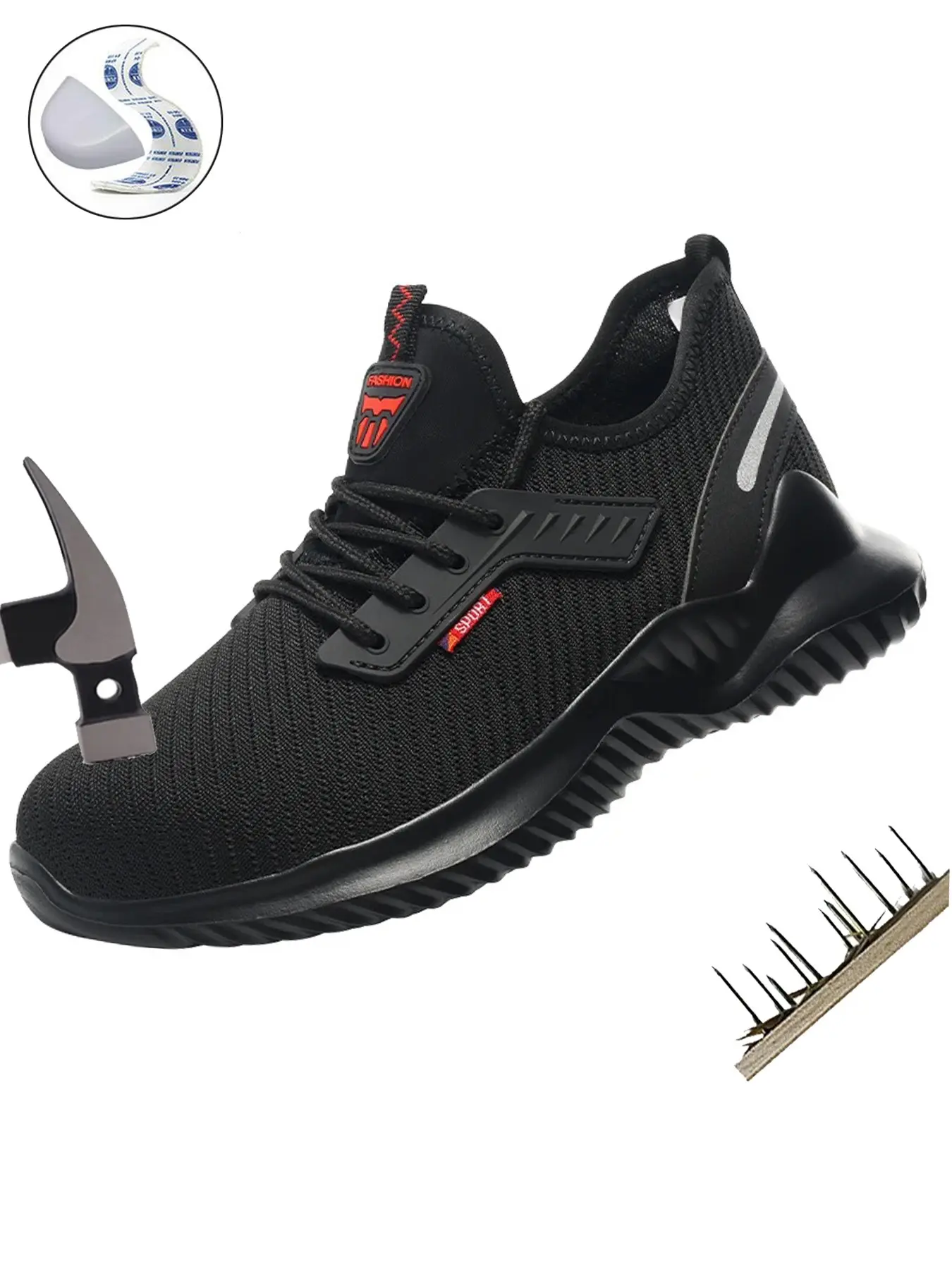 Steel Toe Work Shoes Safety Footwear for Men Lightweight Breathable New Fashion Comfortable Anti-smash Anti-Punctur Industrial & Construction Work Safety Sneaker for Outdoor work Lightweight Safety Sneakers