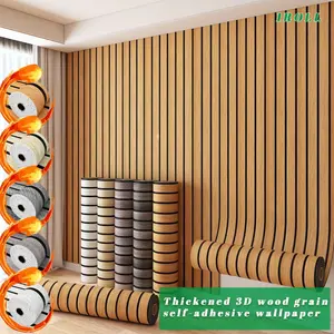 3D Foam Wood Grain Wall Sticker Roll, Peelable PVC DIY Wall Decor, Removable Wallpaper, Thick Soundproof Self-Adhesive, Living Room Decoration