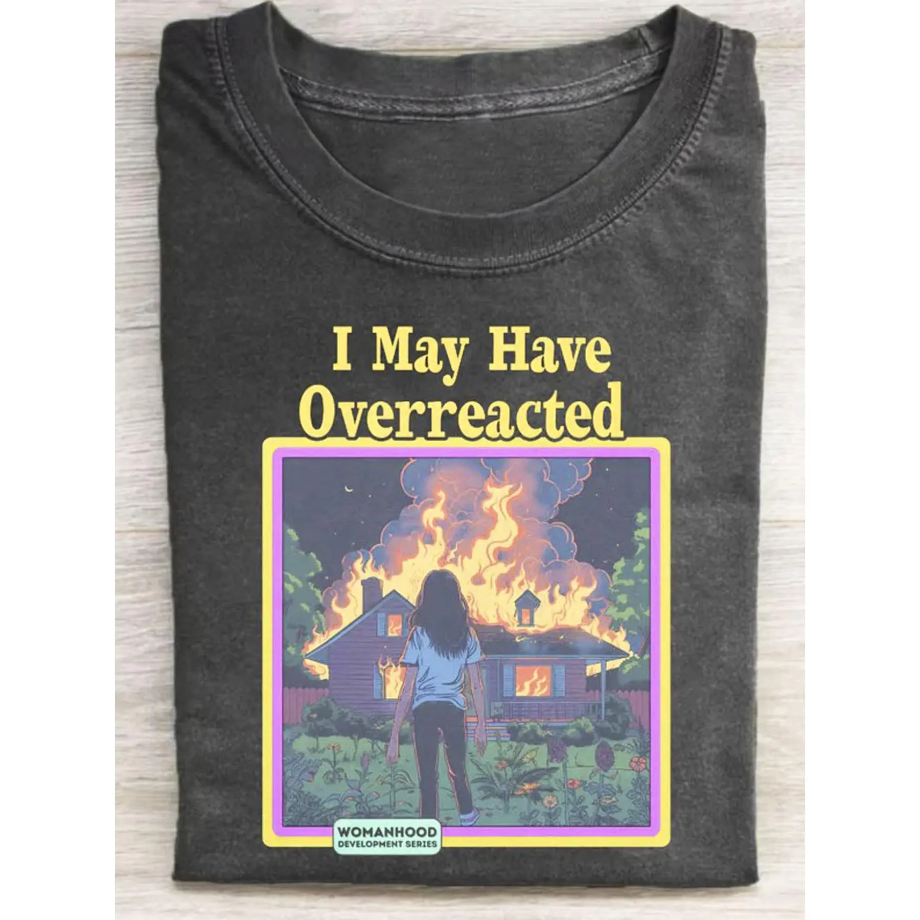 1 Piece | 230g Washed Cotton | "Fireballs Surround My Home" Graphic T-Shirt | Premium Batik-Style Cotton | Vintage-Inspired Fashion Tee | Substantial Weight (Ideal for Summer) | Holiday Gift
