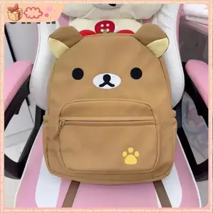 Kawaii Rilakkuma Backpack Anime Cartoon Embroidery Backpack Stylish Large-Capacity Student School Bag Nylon Multifunctional Bags