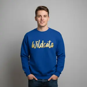 Custom Puff Print Team Name Sweatshirt, Embossed Mascot Sweatshirt, Custom School Mascot Sweatshirt, Gift Idea, Metallic Puff Print