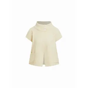 Cider Knit Asymmetrical Neck Button Split Short Sleeve Top SwimWeek