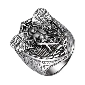 St Michael Archangel Ring: Silver Stainless Steel Shield Knight Signet Rings Catholic Faith Jewelry with Blessing Card For Men, Metal Coating, Angelic Ring, Protection Ring summerwins