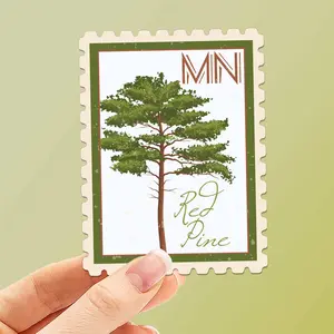 Minnesota State Tree Red Pine Sticker - MN Vintage Stamp Decal