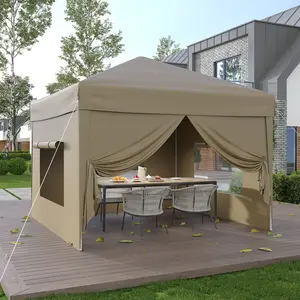 10x10FT Instant Pop Up Shade Canopy, 3 Heights Adjustable Outdoor Tent, Equipped with Four Side Panels, Sand Bags and Storage Bag, Perfect for Camping Gathering and Outdoor Activities