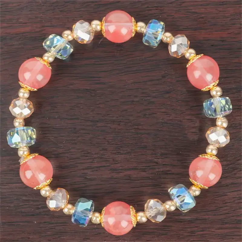 Women's Elegant Simple Acrylic Beaded Elastic Bracelet - Handmade Casual DIY Bangle, Gift for Loved Ones, Daily Wear Fashion Costume Jewelry Accessory, Unisex