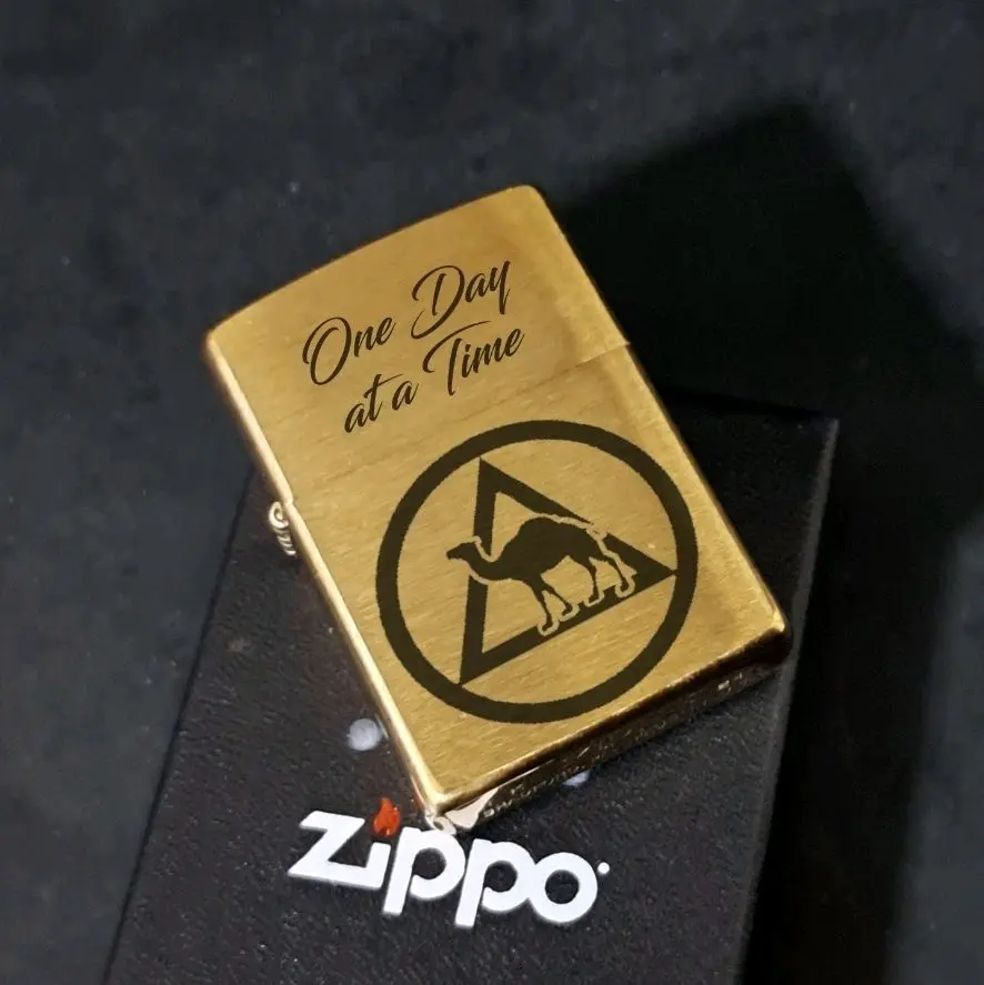 Zippo Brushed Brass Metal Lighter | Custom Engraved | Personalized with your choice of Text.