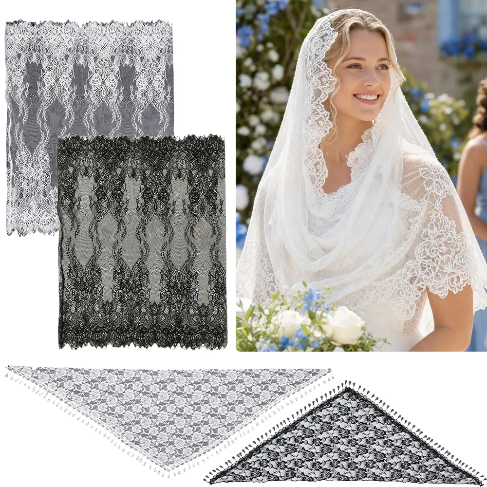4 pack Vintage Inspired Lace Chapel Veils Triangle Rectangular Mantilla Latin Mass Veil Mantilla Cathedral Head Short Scarf for Church