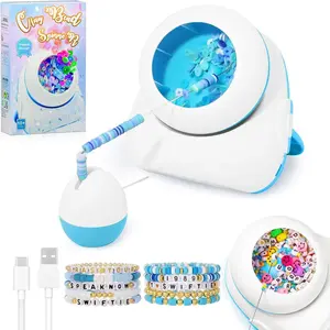 Pskfvre Cordless Bead Spinner, Speed Adjustable Electric Clay Beads Spinner and Seed Bead Spinner Bracelet Maker for Jewelry Making Machine with 2 Thick Eye Needles for Necklace, Gift Ideas for Girls