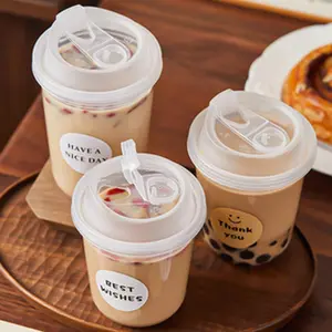 20Pack 16 Oz Iced Coffee  With Lids,Clear Plastic  With Strawless Sip Lids,Round Bottom To Go  For Iced Coffee Juice Smoothie Cold Beverage ,Disposable To Go  for Smoothies, Milkshake, Cold Beverages, Coffee Bar Accessories bottle cups