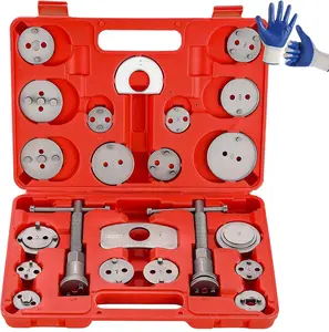 DASBET 24pcs Heavy Duty Disc Brake Caliper Tool Set Disc Brake Caliper Compressor Wind Back Tool Brake Spreading Tools (Red, 24pcs)
