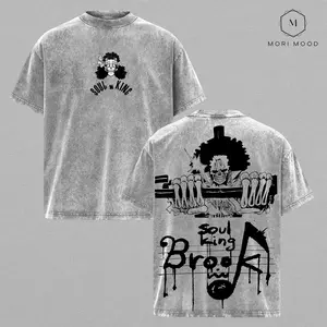 Soul King Brook “Yohoho Legend” Shirt | Skull Guitarist Anime Graphic Tee, Undead Music Energy Design Vintage Washed Oversized Streetwear For Manga Fans & Dark Aesthetic Lovers