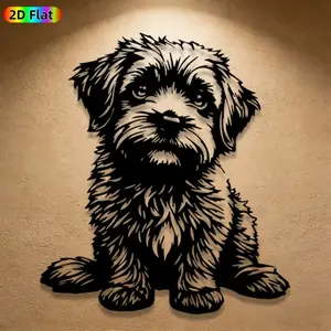 1pc Cute Puppy Metal Wall Art, Cute Puppy Statue Mural, Iron Craft, Perfect for Living Room, Garden, Zoo Corner Decor, Artistic Decoration, Intricate Craftsmanship, Silhouette Wall Decor, Christmas Decor, Ideal Gift for Pet Lovers