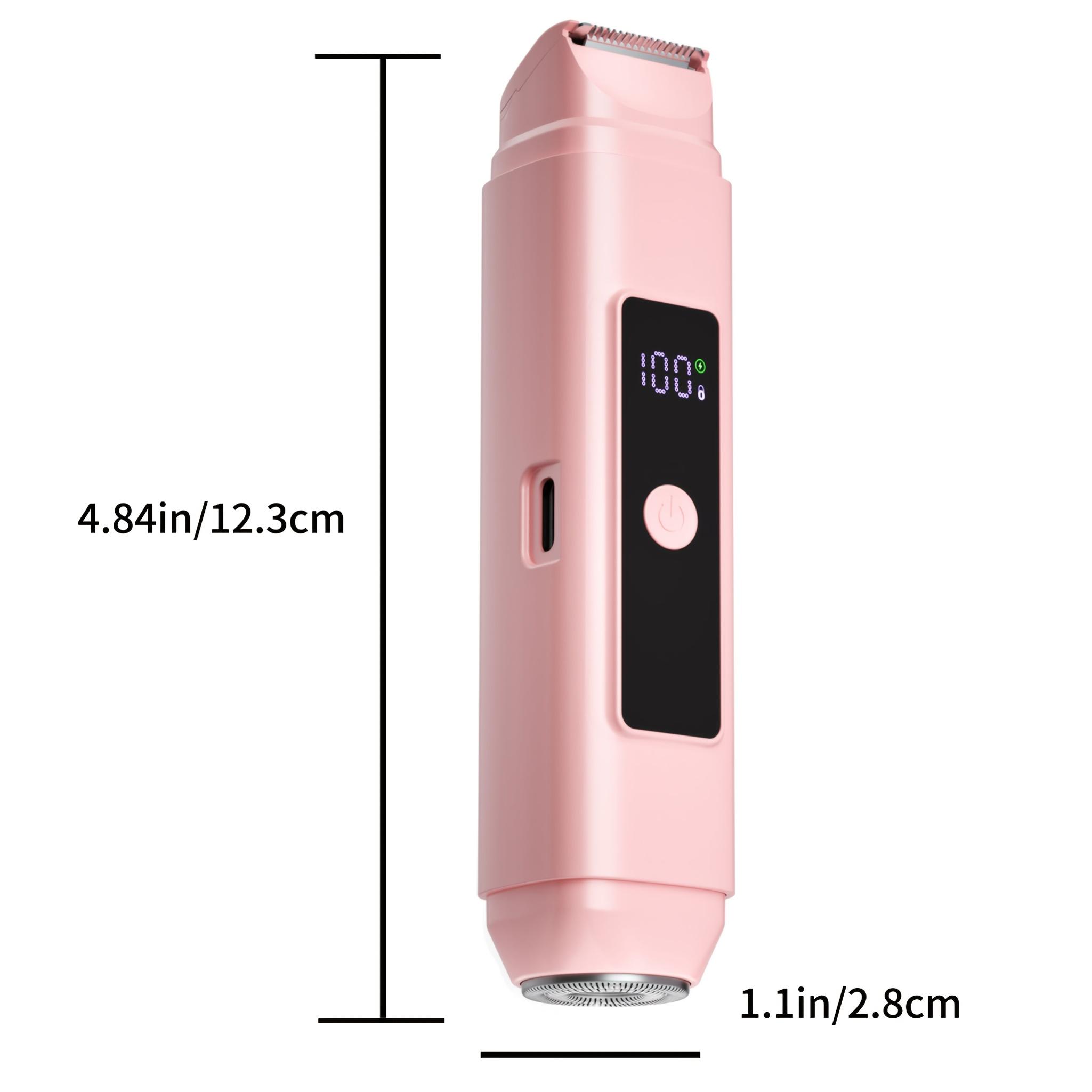2-in-1 Bikini Trimmer for Women, Bikini Shaver with Dual Heads, Body And Facial Hair Removal, Cordless Electric Razors for Face Chin Pubic Underarm Legs, Pink 2-in-1 Bikini Trimmer for Women, Bikini Shaver with Dual Heads, Body And Facial Hair Removal, Cordless Electric Razors for Face Chin Pubic Underarm Legs, Pink