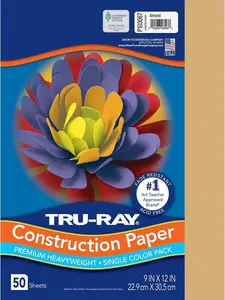 Tru-Ray Construction Paper, Almond, 9" x 12", 50 Sheets
