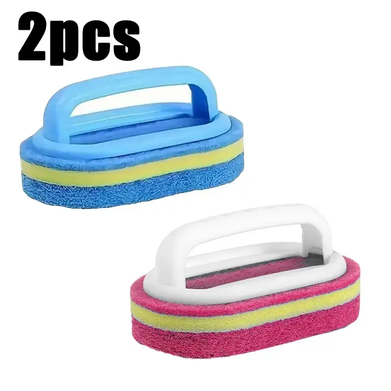 Non-slip Handheld Microfiber Tile Scrub Brush, Powerful Sponge Cleaner Tool for Kitchen and Bathroom Household Washing