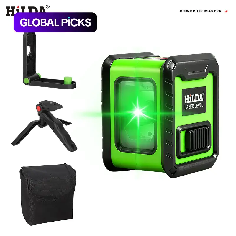 2-Line Self-Leveling Green Cross-Line Laser Level, Laser Leveler Tool, High-Precision Adjustable-Brightness with Portable Bag, Triangular Base, Magnetic Wall Bracket & Tripod, Construction & DIY Measuring Tool #GLOBAL PICKS