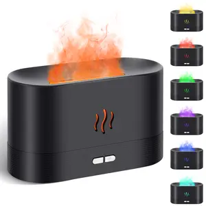 7-Color Flame Essential Oil Diffuser, Upgraded Air Aroma Diffuser, Quiet Aroma Humidifier with Auto-Off Protection & 4 Mist Modes for Home, Yoga & Office