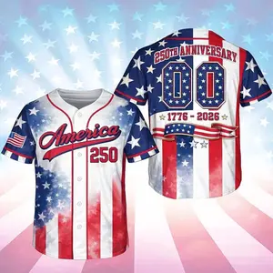 America 250th Anniversary Baseball Jersey, Custom Name & Number USA Flag Shirt, Patriotic 1776–2026 Independence Day Jersey