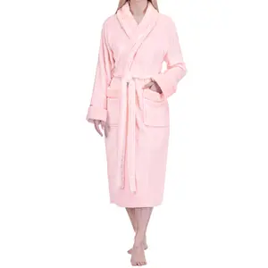 Women's Satin and Waffle Trim Fleece Robe Women's Satin and Waffle Trim Fleece Robe