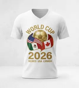 2026 Soccer Trophy V-Neck T-Shirt for Men & Women | Football Fan Graphic Tee | USA Canada Mexico Soccer Tournament Shirt | Game Day Sports Apparel