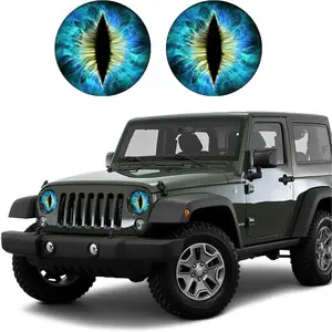 Car Stuff 2PCS Beast Eyes Headlight Decals 3D Stereo Eyes Waterproof Corrosion Resistant Car Body Window Bumper Decoration Stickers for Jeep Wrangler