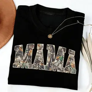 Hunting Mama T-Shirt, Camo Mama Shirt, Mother's Day Gift, Camouflage Mama T-Shirt, Varsity Mama Shirt, Retro Mam Shirt,Cotton Unisex Graphic Casual Short Sleeve Crew Neck,Shirt for Men & Women, Gift for Her and Him Unisex T-shirt