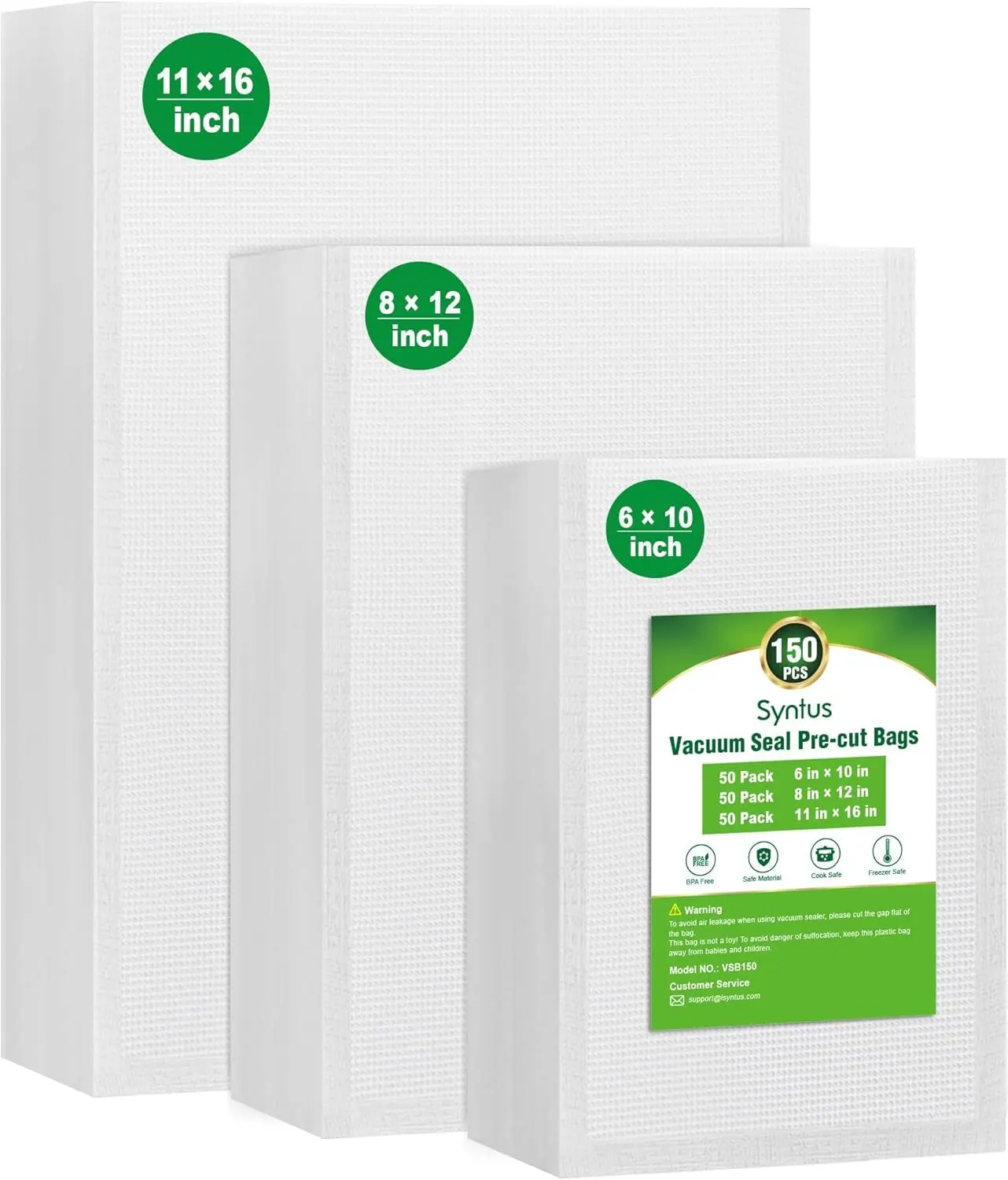 New Deal - Vacuum Sealer Bags, 150 Gallon 11" x 16" and Quart 8" x 12" and Pint 6" x 10" Commercial Grade PreCut Bag, BPA Free Food Vac Bags for Storage, Meal Prep or Sous Vide