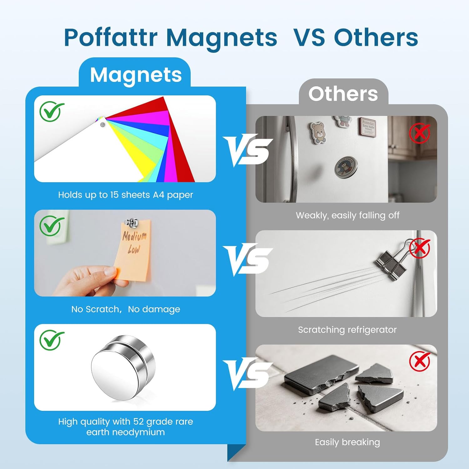 LOVIMAG Fridge Magnets 8 PcsRefrigerator Whiteboard Small StrongMagnet Classroom Kitchen AccessoriesDecorative Locker Set Decor Must HavesOffice Calendar Refrigerador MagneticCute Crafts Silver