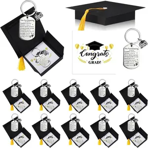 12 Sets Graduation Keychain Gift, Christian Graduation Keyring with Doctoral Hat and Gift Box for Class of 2026 Graduation Souvenir