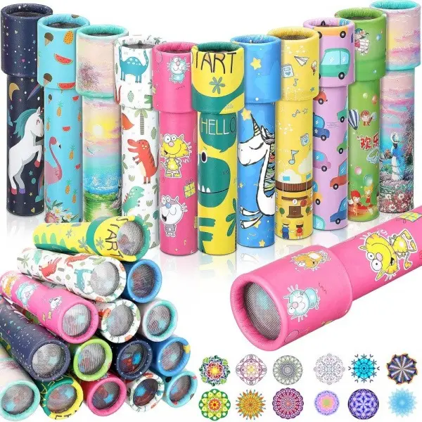 2-Pcs Big-Size Rotating Kaleidoscope Toy for Kids - Animal Themes, Colorful Print, Rotating Lenses, Safe Plastics, Educational Imagination Development, Birthday Gift