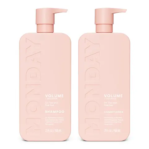 MONDAY Haircare VOLUME Shampoo + Conditioner Set (2 Pack) 27oz Each - Made from Coconut Oil, Ginger Extract & Vitamin E for Thin, Fine & Oily Hair Cleansing