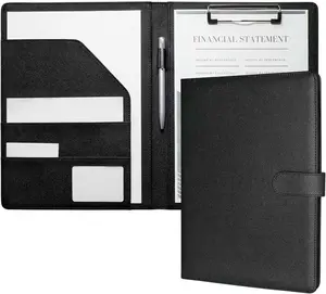 Leather File Folder Padfolio Portfolio Binder with Clipboard & Card Holder For A4 Letter Size Document